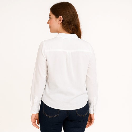 Blusa blanca sólida para mujer