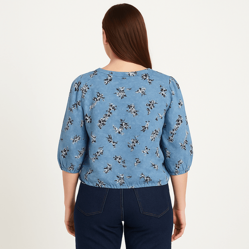Blusa celeste estampada para mujer