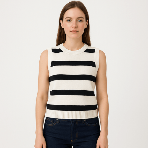 Blusa blanca rayada para mujer