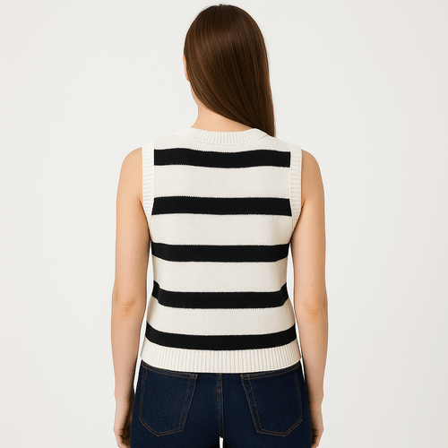 Blusa blanca rayada para mujer