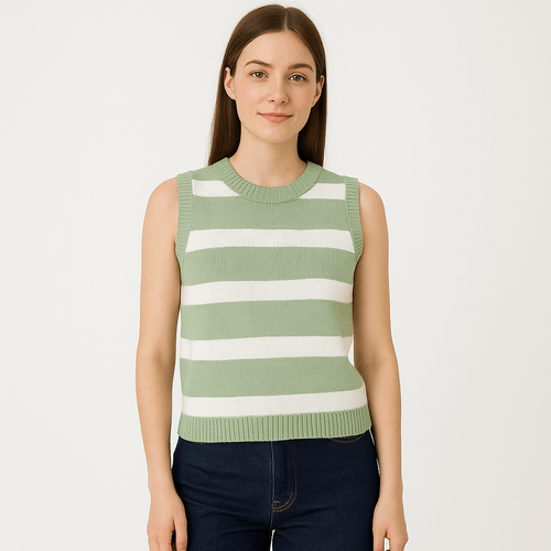 Blusa verde rayada para mujer