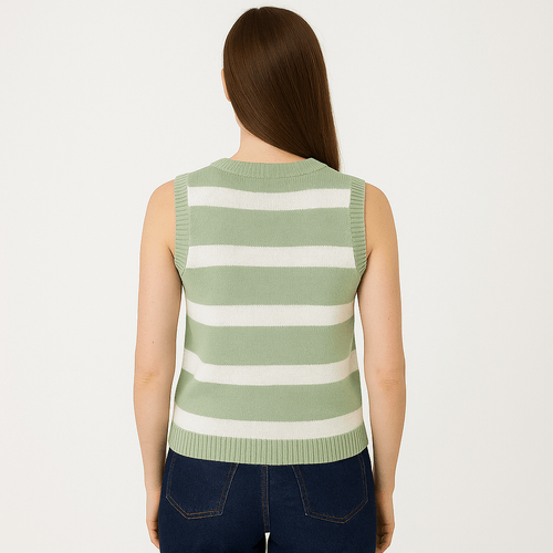 Blusa verde rayada para mujer