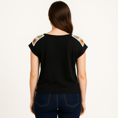 Blusa negro sólida para mujer