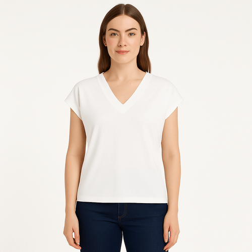 Blusa blanca sólida para mujer