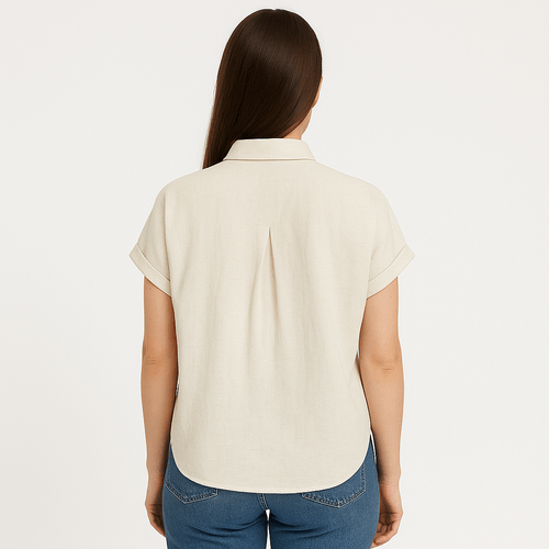 Blusa beige sólida para mujer