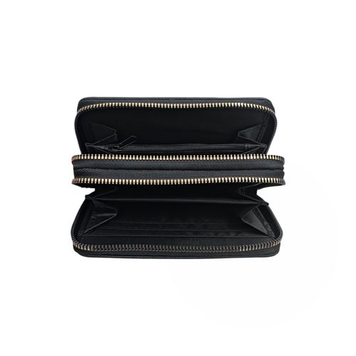 Billetera zip around con textura para mujer