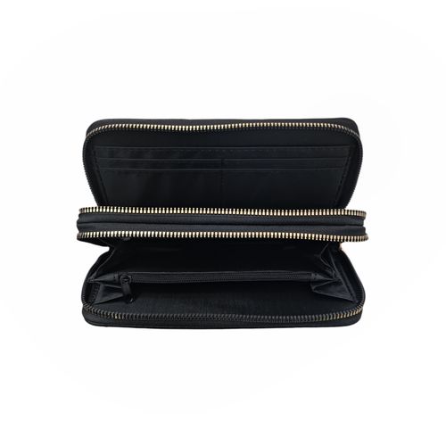 Billetera zip around con textura para mujer