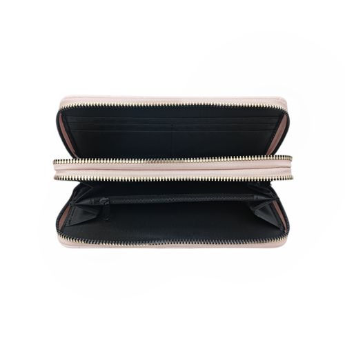 Billetera zip around con textura para mujer
