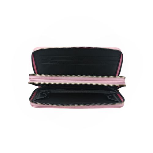 Billetera zip around con textura para mujer