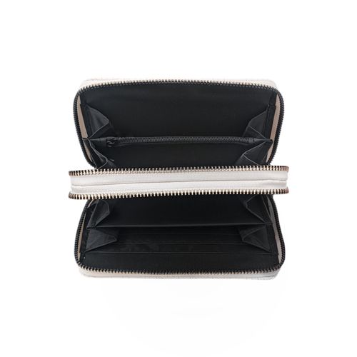 Billetera zip around con textura para mujer