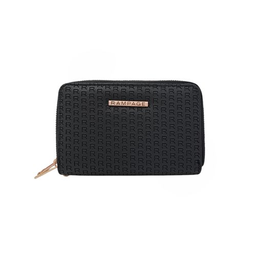 Billetera zip around con textura para mujer