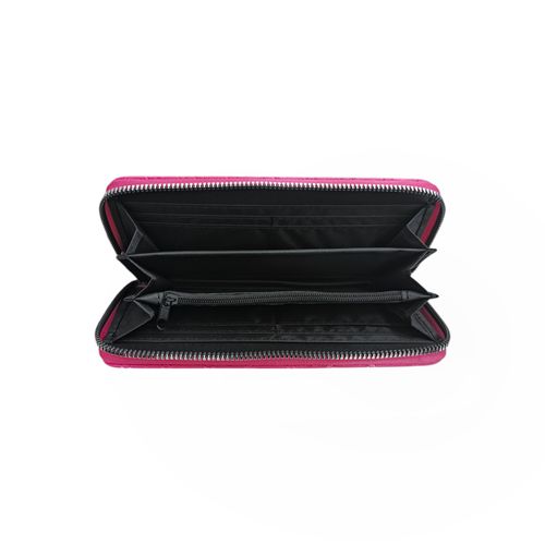 Billetera zip around con textura para mujer
