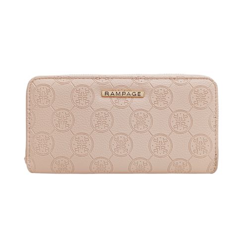 Billetera zip around con textura para mujer