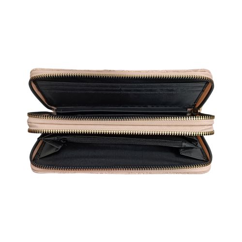 Billetera zip around con textura para mujer