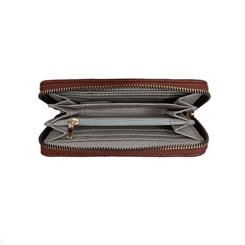 Billetera zip around con textura para mujer