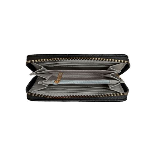 Billetera zip around con textura para mujer