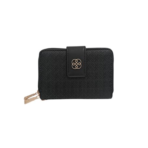 Billetera zip around con textura para mujer