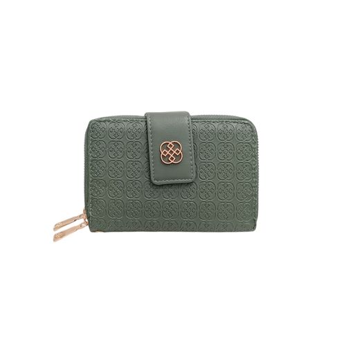 Billetera zip around con textura para mujer