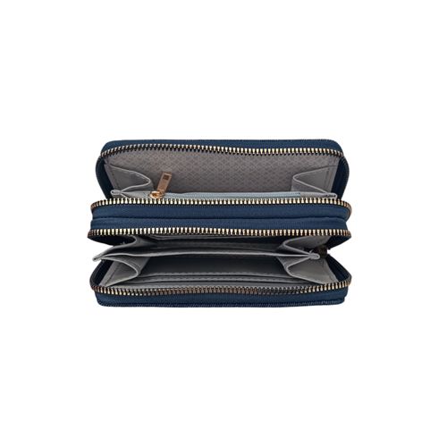 Billetera zip around sólida para mujer