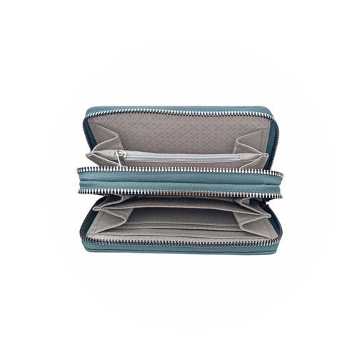 Billetera zip around sólida para mujer
