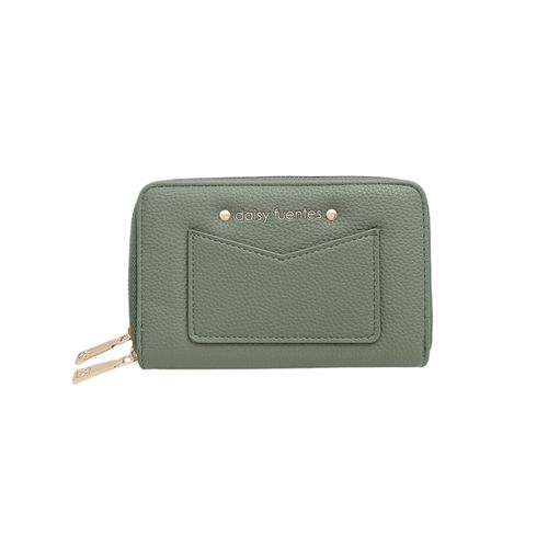 Billetera zip around sólida para mujer