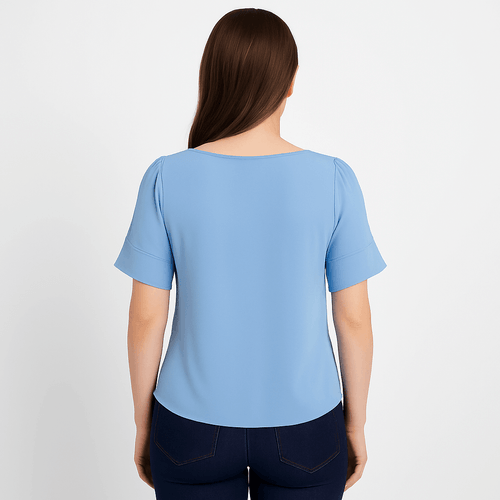 Blusa celeste sólida para mujer