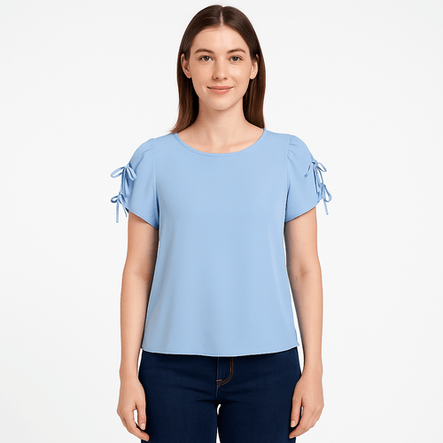 Blusa celeste sólida para mujer