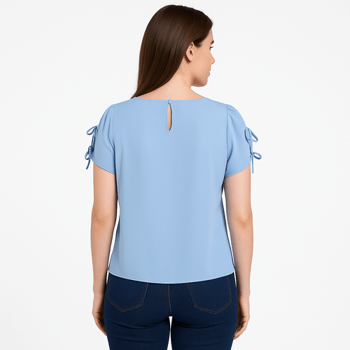 Blusa celeste sólida para mujer