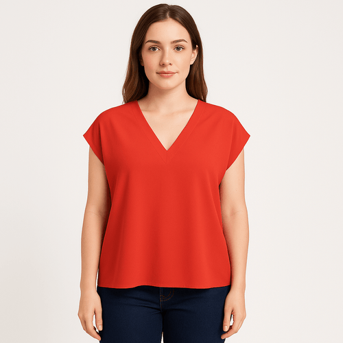 Blusa roja sólida para mujer
