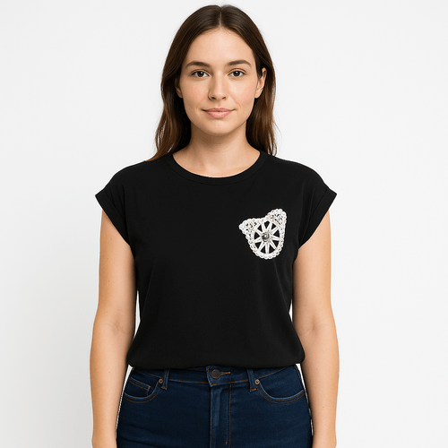 Blusa negra sólida para mujer