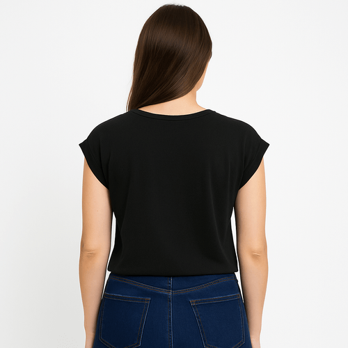 Blusa negra sólida para mujer