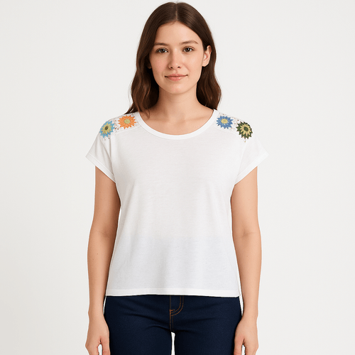 Blusa blanca sólida para mujer