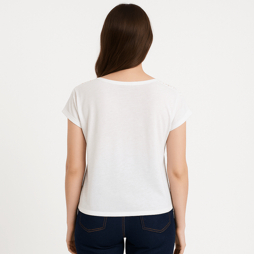 Blusa blanca sólida para mujer