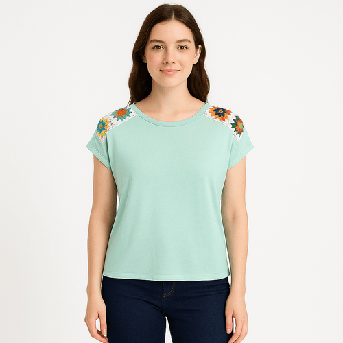 Blusa verde menta sólida para mujer