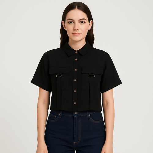 Blusa crop negra para mujer