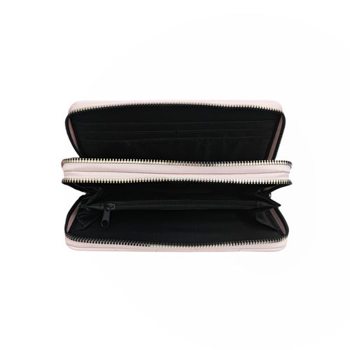 Billetera zip around con textura para mujer