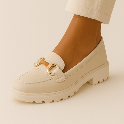 Mocasines loafer nude para mujer