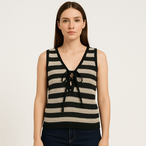 Blusa crochet negro para mujer