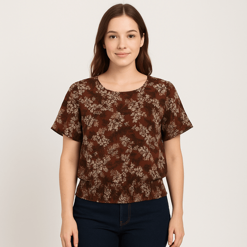 Blusa café estampada