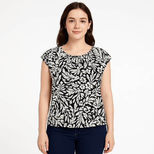 Blusa bicolor estampada