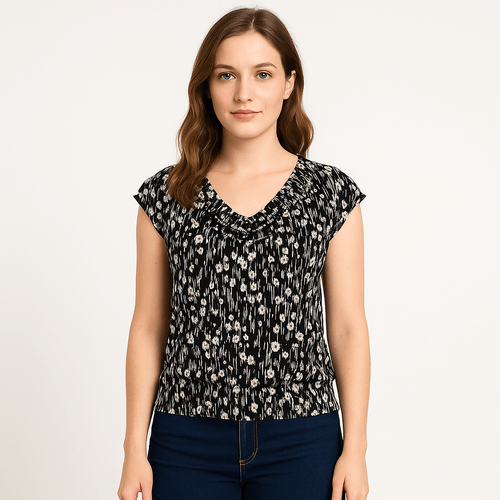 Blusa estampada bicolor