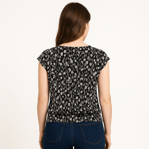 Blusa estampada bicolor