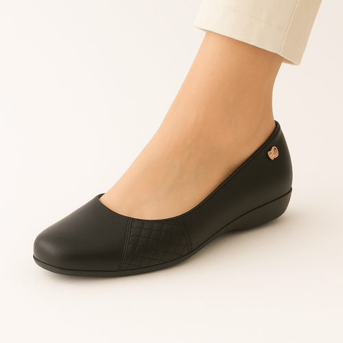 Flats casuales negro sólido para mujer