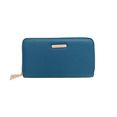 Billetera zip around con textura para mujer