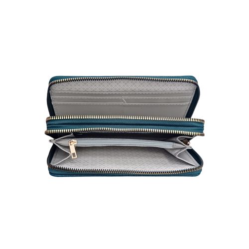 Billetera zip around con textura para mujer