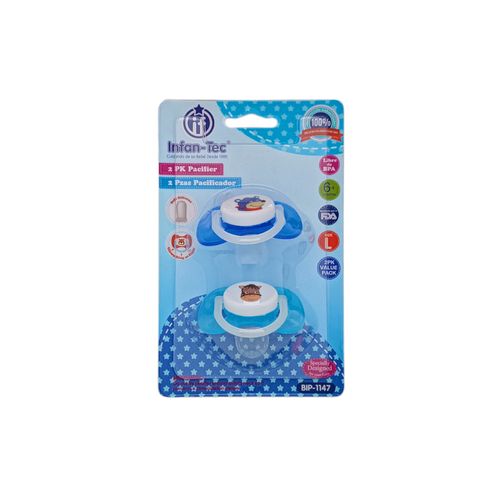 Set de 2 chupetes celestes estampados - 6m+