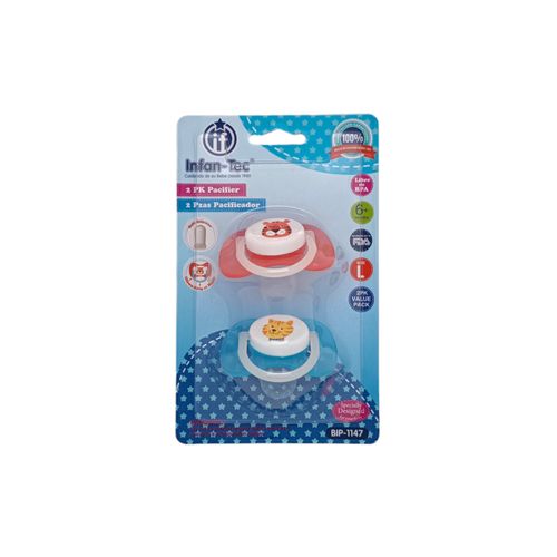 Set de 2 chupetes multicolor estampados - 6m+