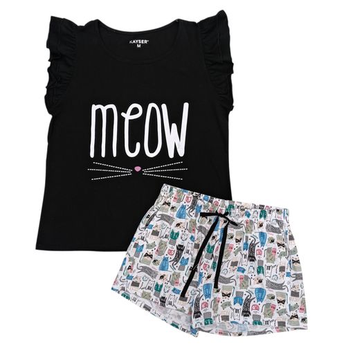 Pijama bicolor con short para mujer