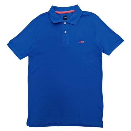 Camisa azul tipo polo para hombre