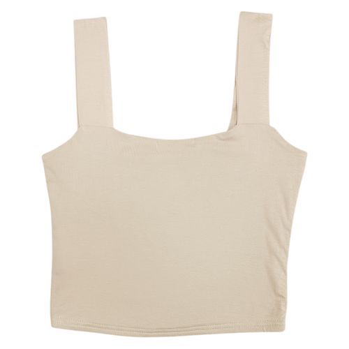 Crop top de tirantes beige para mujer